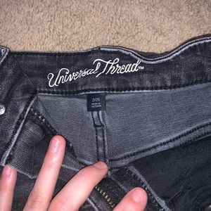 Black Faded Denim Shorts